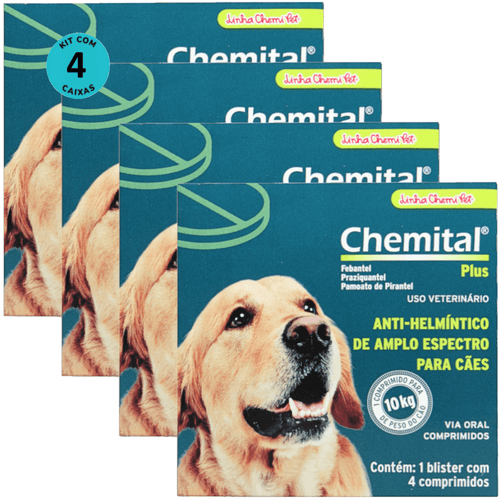 Chemital Plus Com 4 Comprimidos Chemitec Vermífugo Para Cães Kit Com 4 Cx Chemital Plus Com 4 Comprimidos Chemitec Vermífugo Para Cães Kit Com 4 Cx